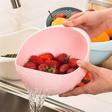 Plastic Rice Washing Bowl With Strainer